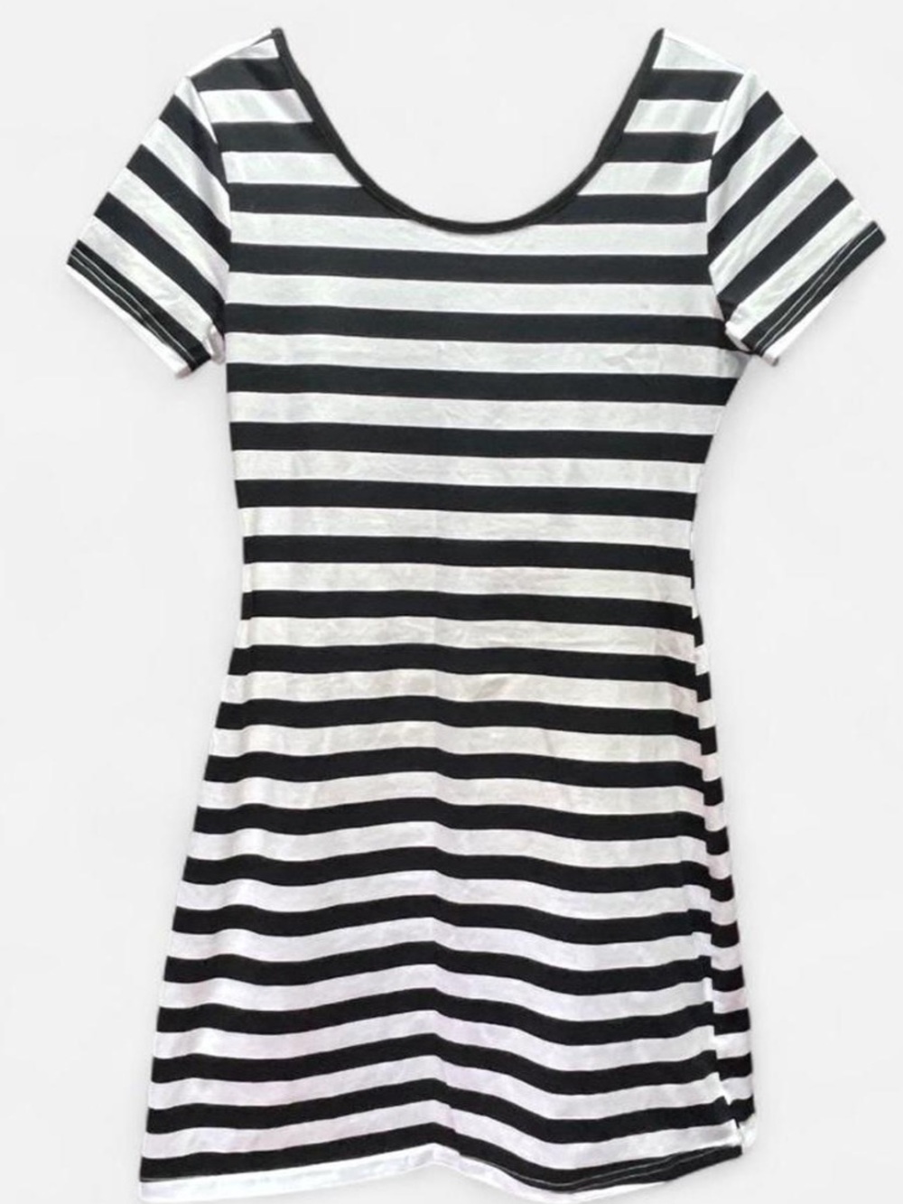 Black & White Striped Midi Dress - Women